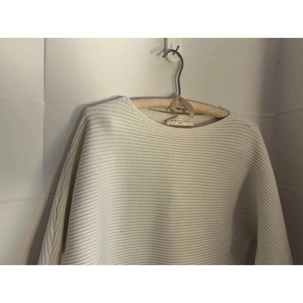 American Threads Small White Ribbed Knit Sweater VISCOSE BLEND Pullover Balloon - Picture 9 of 14
